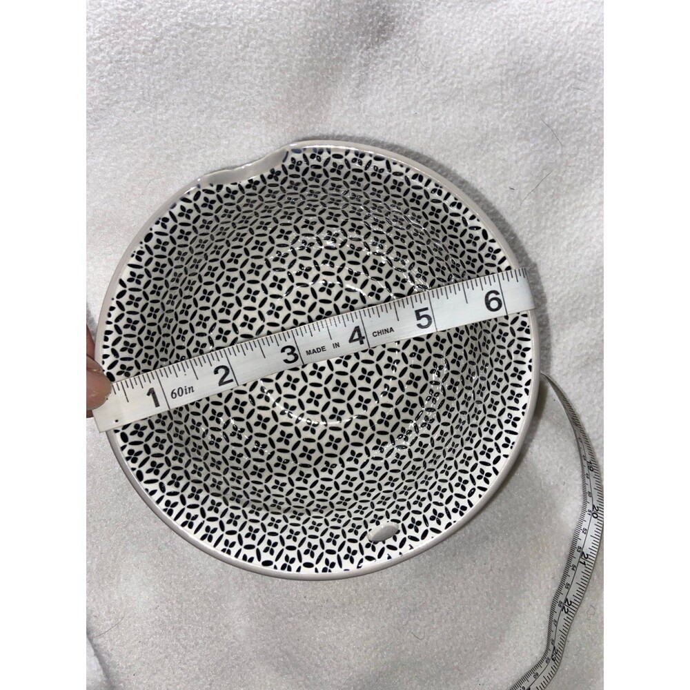 2 Signature Housewares Gray Stoneware Noodle Bowl Modern Geometric Pattern - Picture 7 of 7